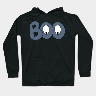 BOO text art cartoon eyes blue bubble letters Hoodie